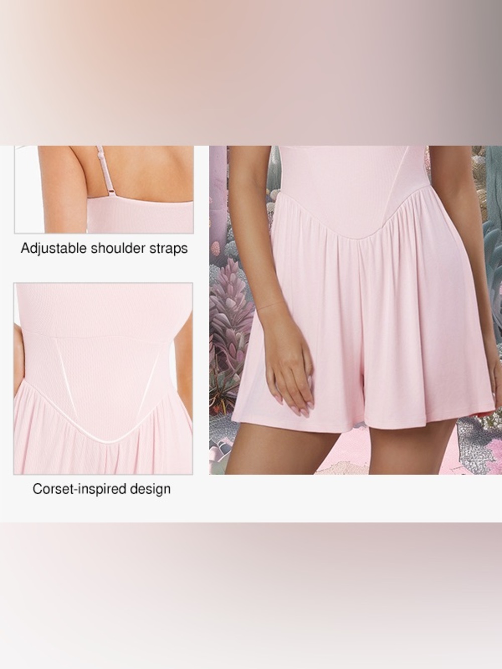 Popilush Shapewear Romper Light Blush Pink Adjustable-Strap - Picture 3 of 7